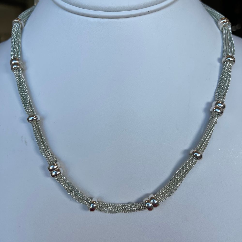 Baskin Brothers multi strand liquid style necklace silver tone